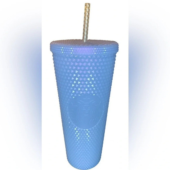 STARBUCKS Venti 24oz Tumbler Cup Iridescent Icy White Lilac Studded Durian NWT - Picture 2 of 8